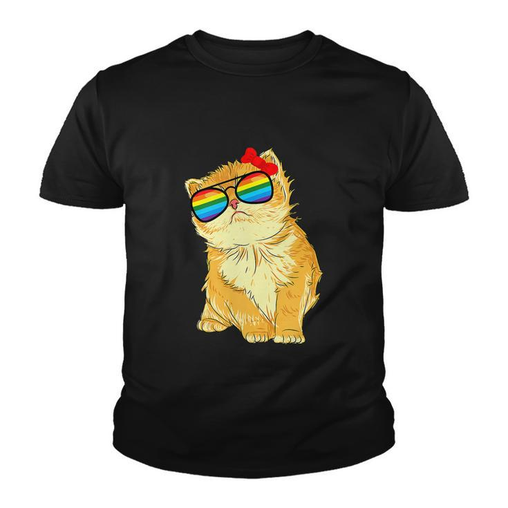 Rainbow Flag Gay Pride Cat Lgbt Pride Month Youth T-shirt