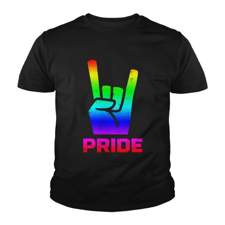 Rainbow Rock Hand Sign Pride Punk Gay Flag Lgbtq Men Women Gift Youth T-shirt