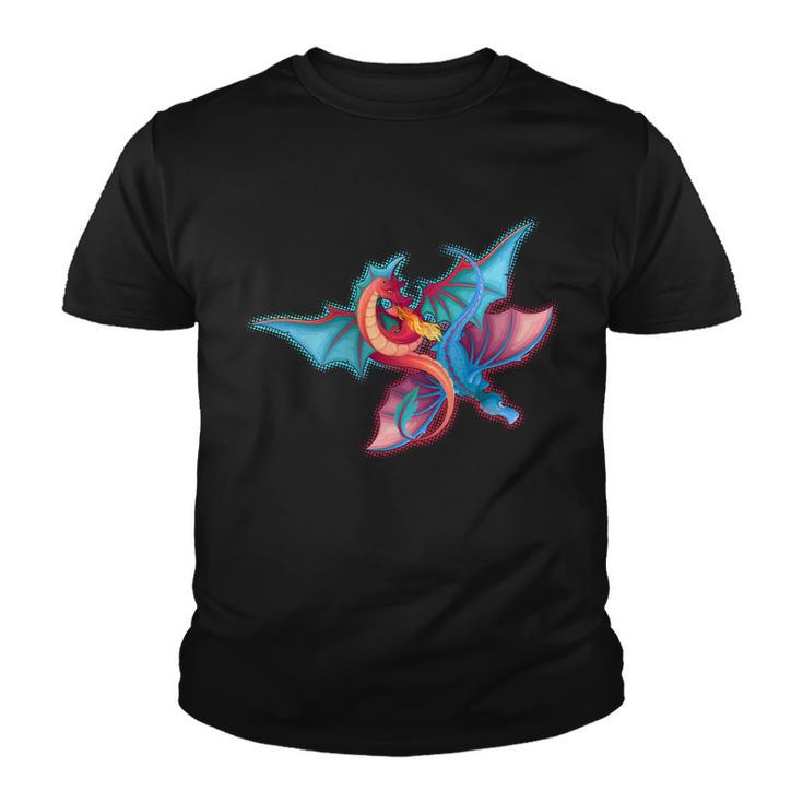Red And Blue Flying Dragons Youth T-shirt