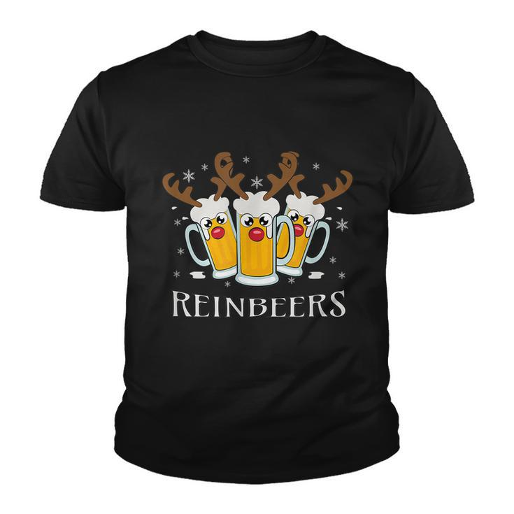Reinbeers Funny Reindeer Beer Christmas Drinking Graphic Design Printed Casual Daily Basic Youth T-shirt