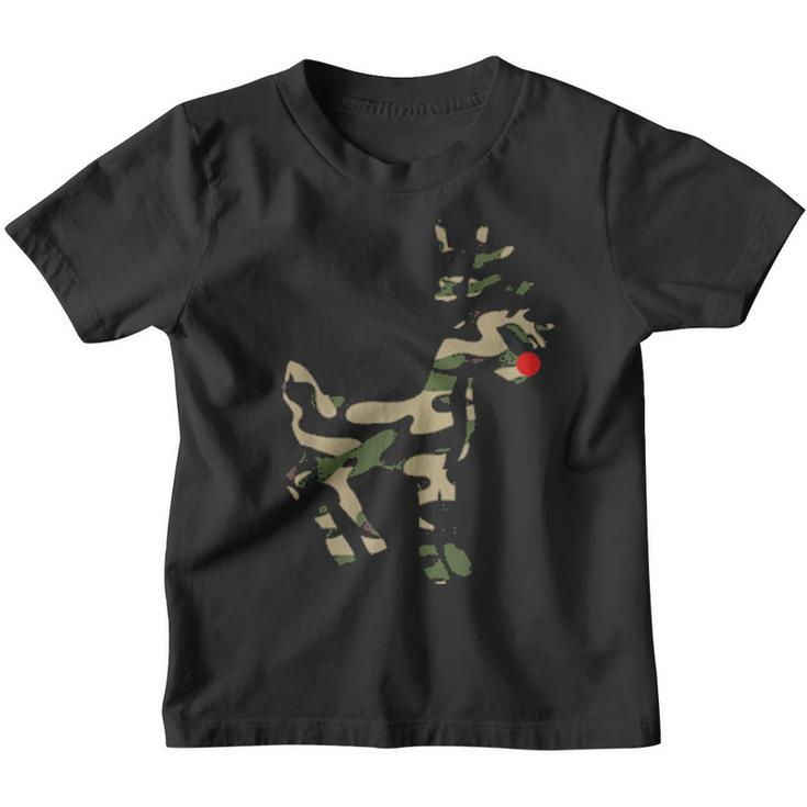 Reindeer Red Nose Camo Camouflage Xmas Holiday Hunting Youth T-shirt