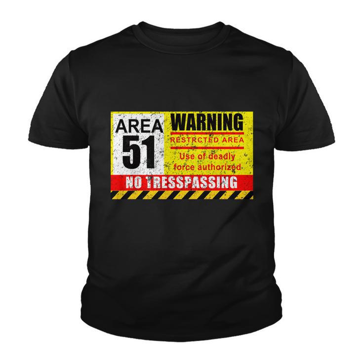 Restricted Area 51 No Trespassing Funny Youth T-shirt