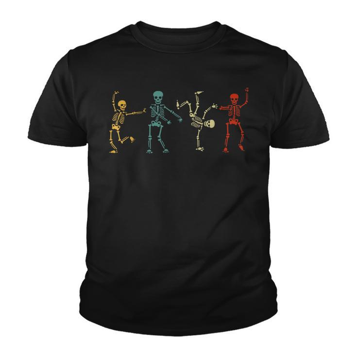 Retro Dancing Skeleton Dance Challenge Girls Boys Halloween  Youth T-shirt