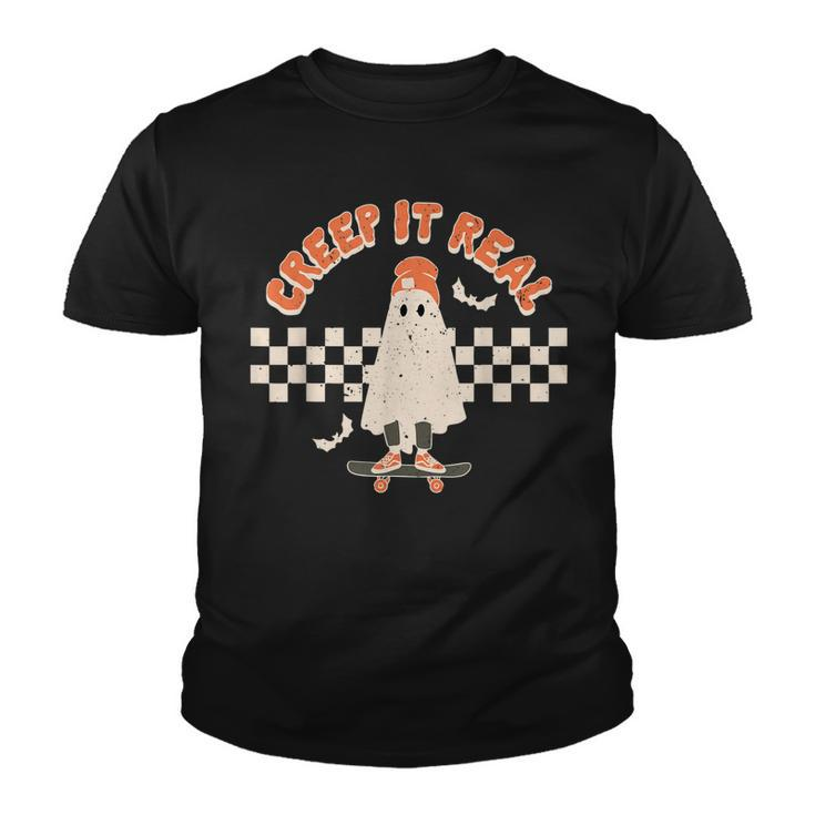 Retro Halloween Creep It Real Vintage Ghost Halloween  Youth T-shirt