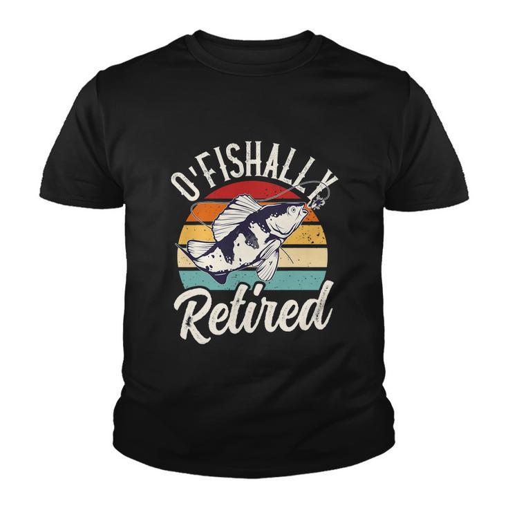 Retro Retirement Ofishally Retired Funny Fishing Youth T-shirt