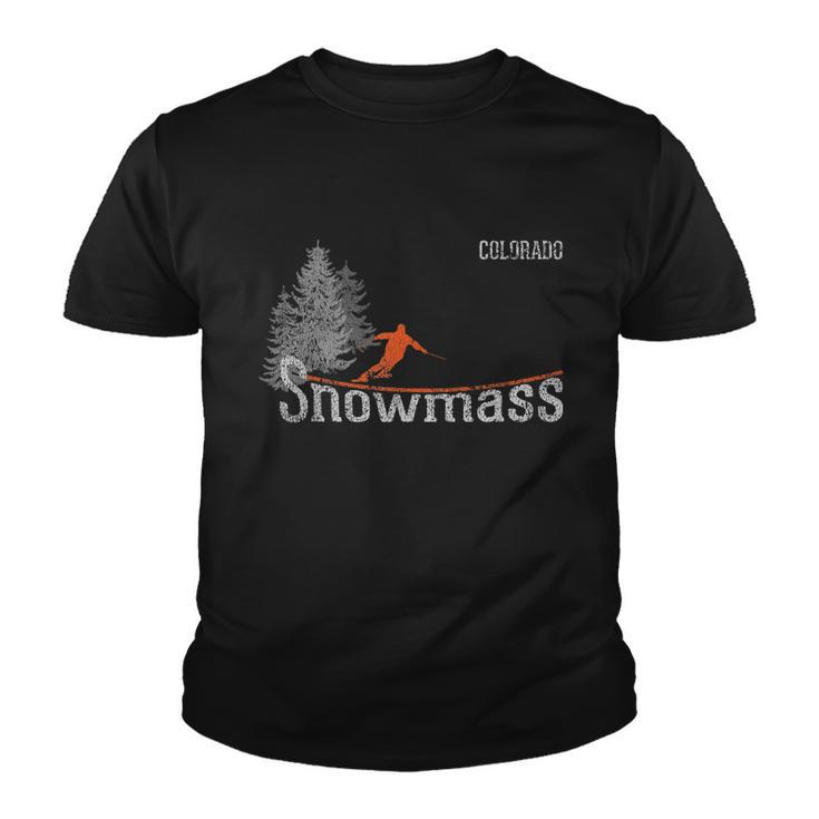 Retro Snowmass Colorado Distressed Skiing Youth T-shirt