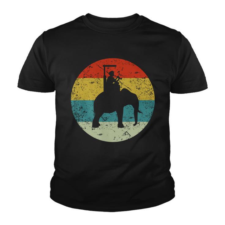 Retro Vintage Man Riding Elephant Youth T-shirt