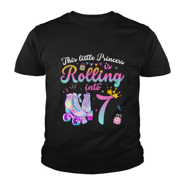 Roller Skate 7Th Birthday Shirt 7 Year Old Girl Party Outfit Youth T-shirt