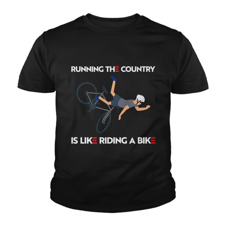 Running The Country Is Like Riding A Bike Joe Biden Funny Youth T-shirt