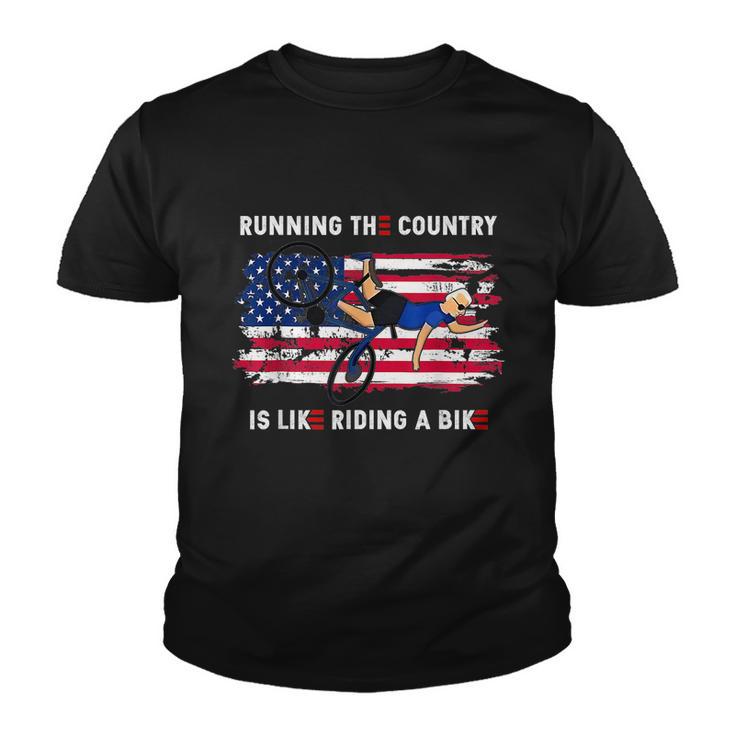 Running The Coutry Is Like Riding A Bike Joe Biden Funny Vintage Youth T-shirt