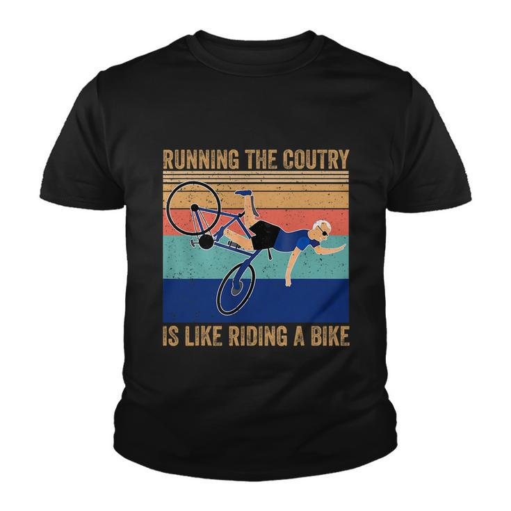 Running The Coutry Is Like Riding A Bike Joe Biden Vintage Funny Biden Youth T-shirt