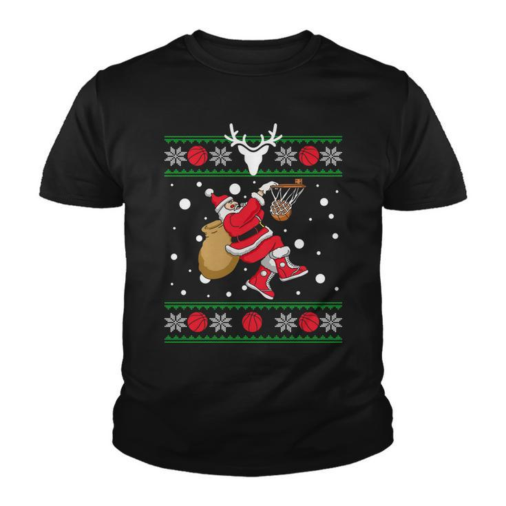Santa Dunking Basketball Ugly Christmas Youth T-shirt