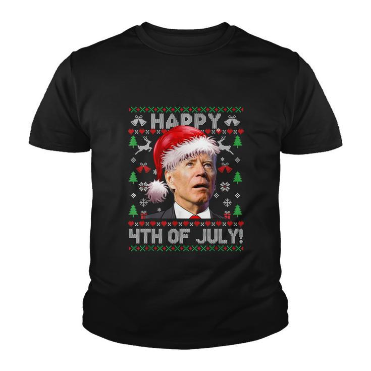 Santa Joe Biden Happy 4Th Of July Ugly Christmas Sweater Youth T-shirt