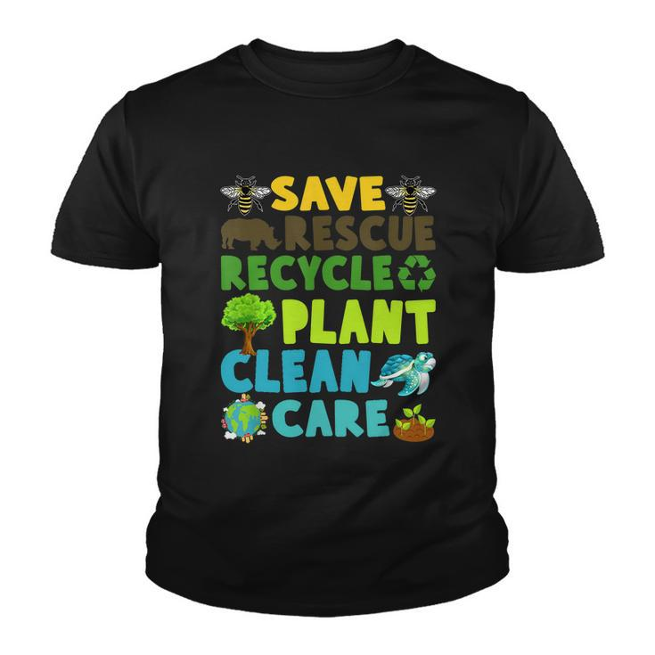 Save Bees Rescue Animals Recycle Plastic Earth Day Planet Funny Gift Youth T-shirt