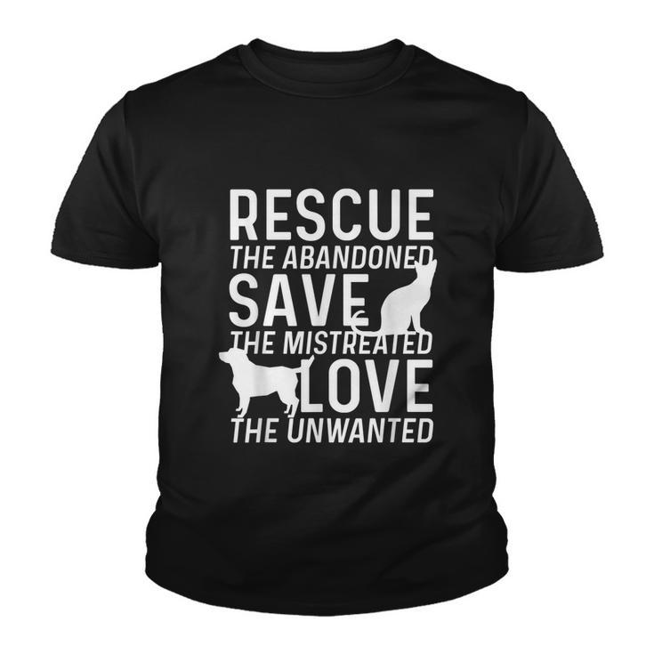 Save Love Rescue Animals Rescue Adopt Dog Lovers Youth T-shirt