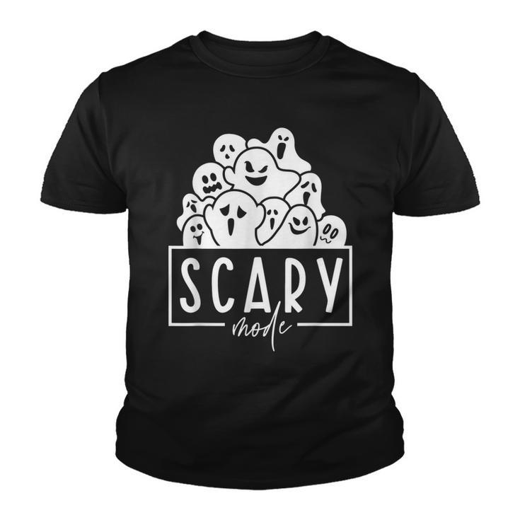 Scary Mode Boo Crew Ghost Spooky Vibes Funny Halloween  Youth T-shirt