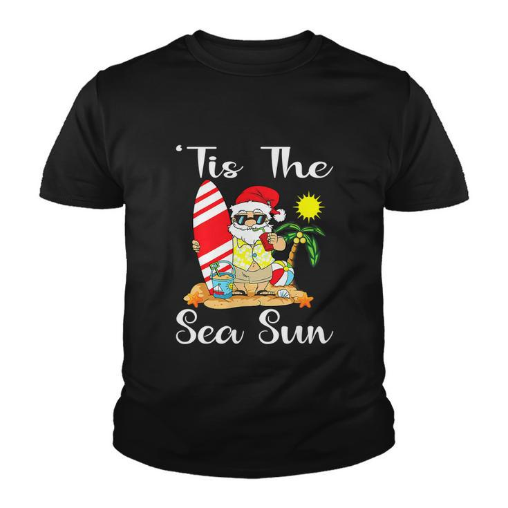 Sea Sun Christmas In July Santa Surfing Lake Party Youth T-shirt