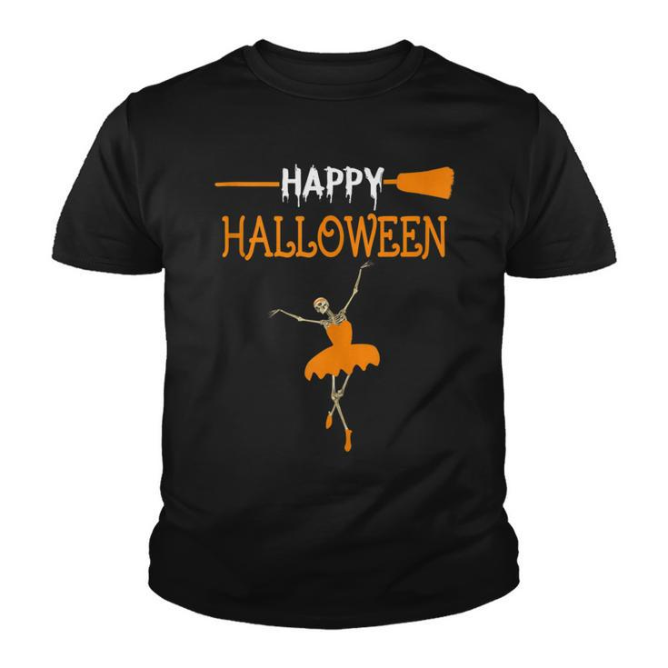 Skeleton Dancing Ballet To Happy Halloween Cute  Youth T-shirt