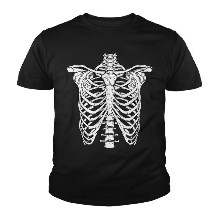 Skeleton Rib Cage Scary Halloween Costume Youth T-shirt