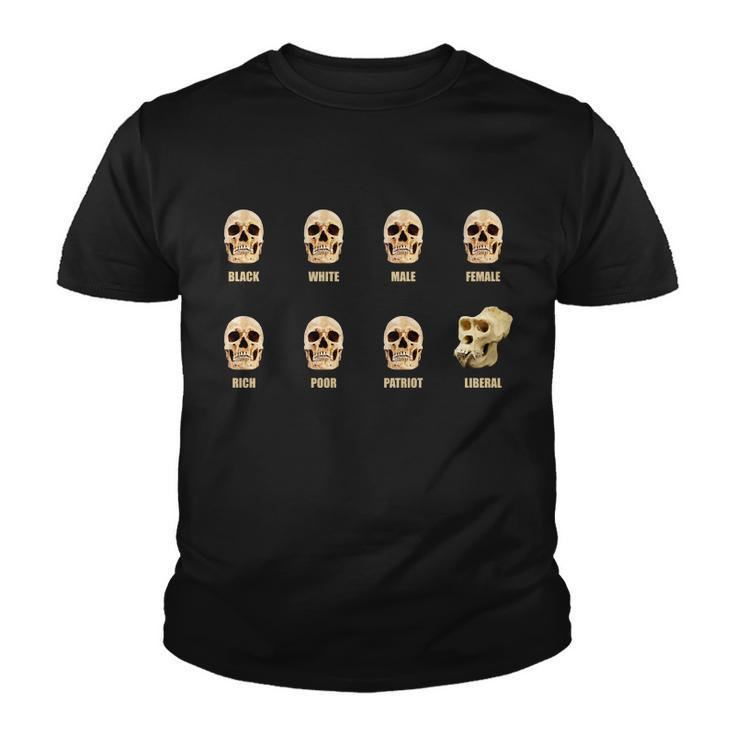 Skulls Of Modern America Funny Liberal Monkey Skull Tshirt Youth T-shirt
