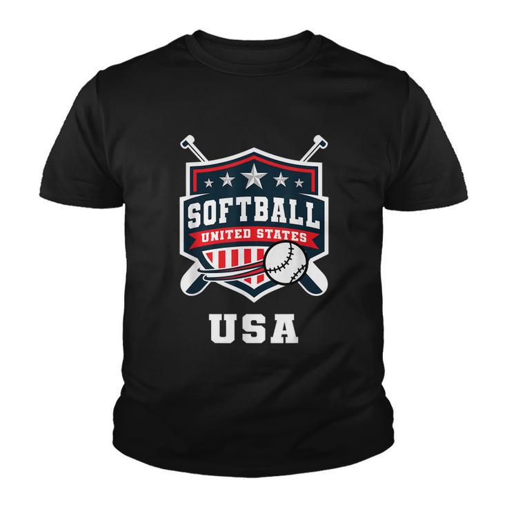 Softball Usa Support The Team Usa Flag Youth T-shirt