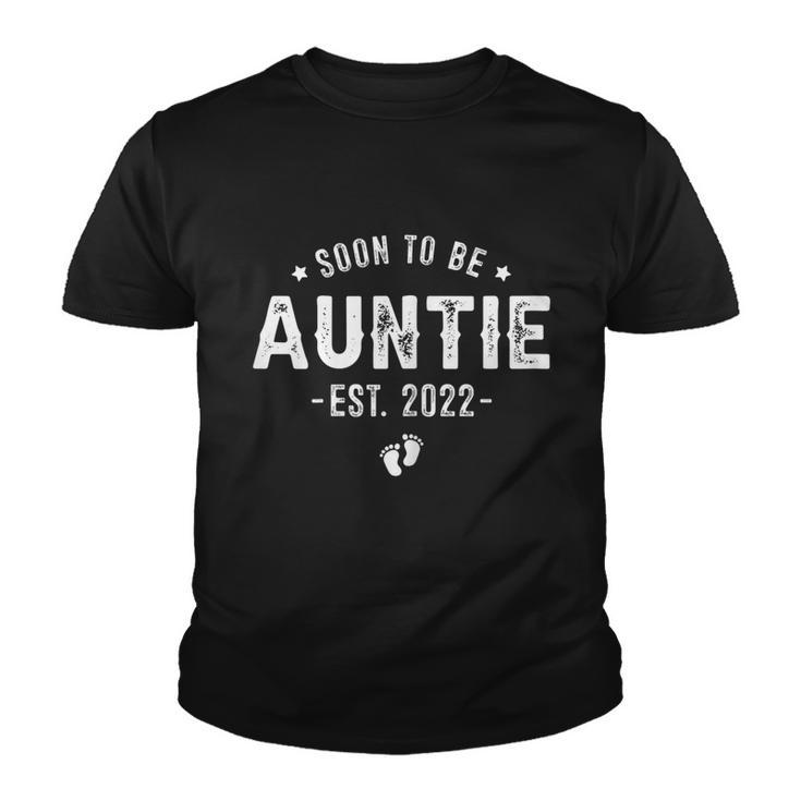 Soon To Be Auntie 2022 Promoted To Auntie Baby Reveal Aunt Youth T-shirt