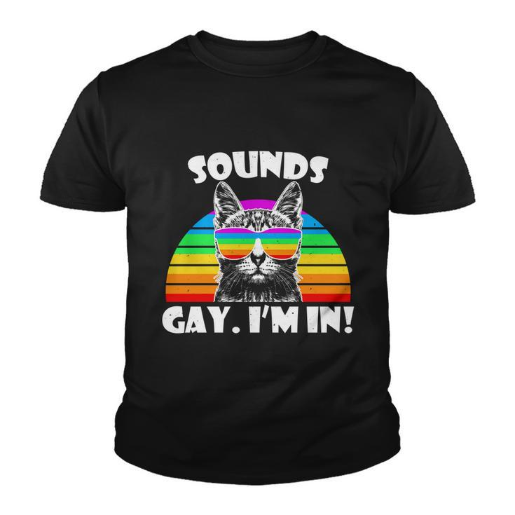 Sounds Gay Im In Rainbow Cat Pride Retro Cat Gay Funny Gift Youth T-shirt