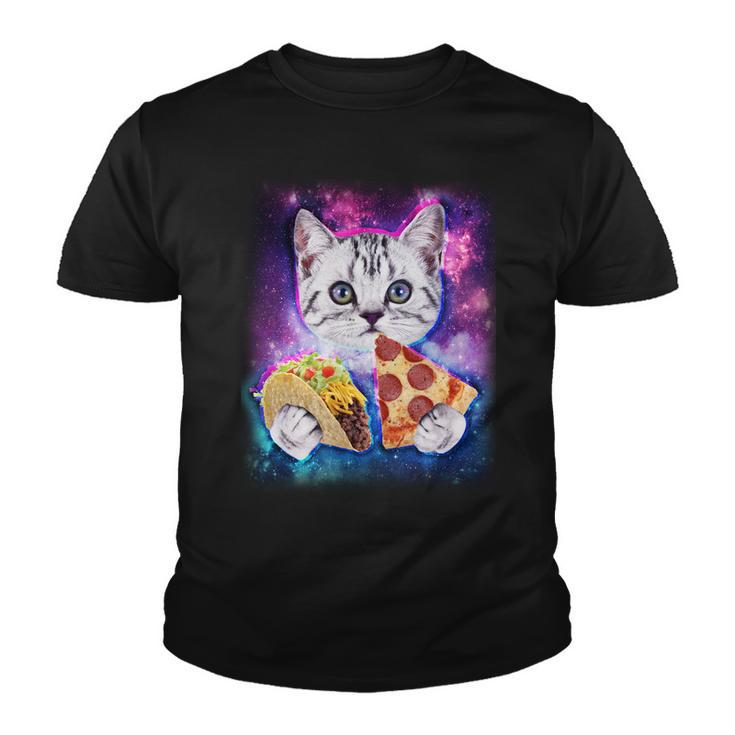 Space Cat Pizza And Tacos Tshirt Youth T-shirt