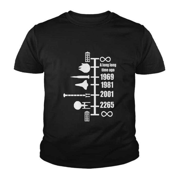 Spaceship Timeline Funny Sci Fi Star Retro Wars Trek Joke Cool Tshirt Youth T-shirt