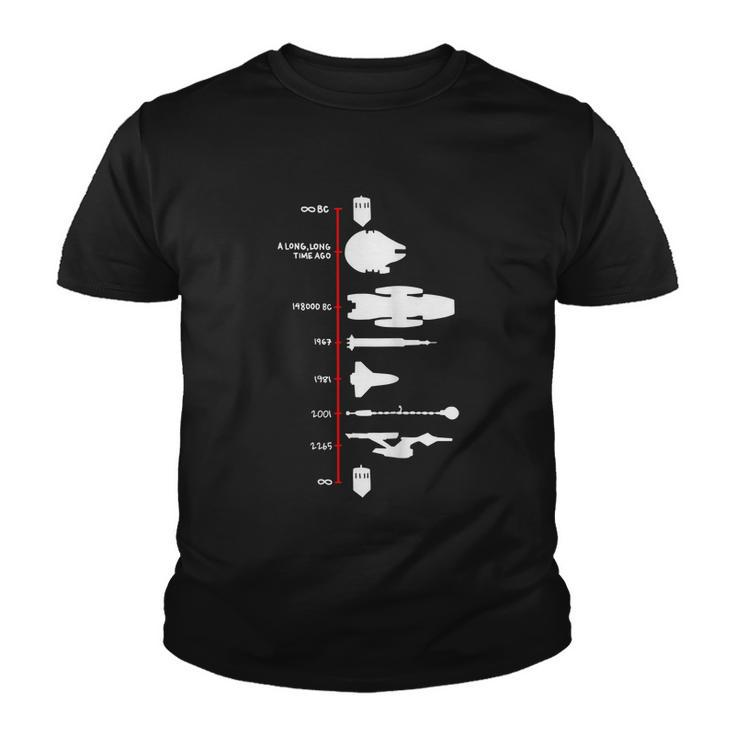 Spaceship Timeline Science Fiction Rocket Youth T-shirt