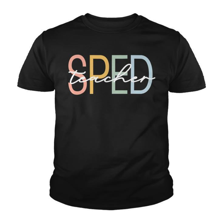 Special Education Teacher Sped Boho Rainbow Retro Youth T-shirt