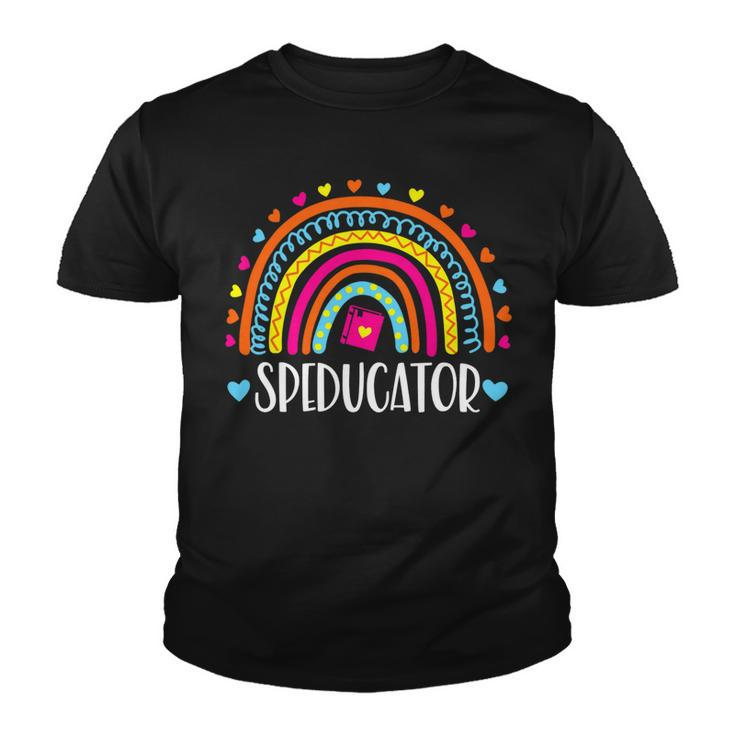 Speducator Rainbow Heart Special Education Teacher Sped Ed Youth T-shirt