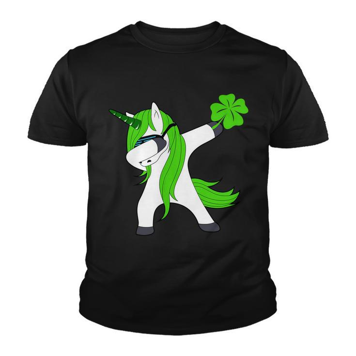 St Patricks Day Dabbing Irish Unicorn Graphic Design Printed Casual Daily Basic Youth T-shirt