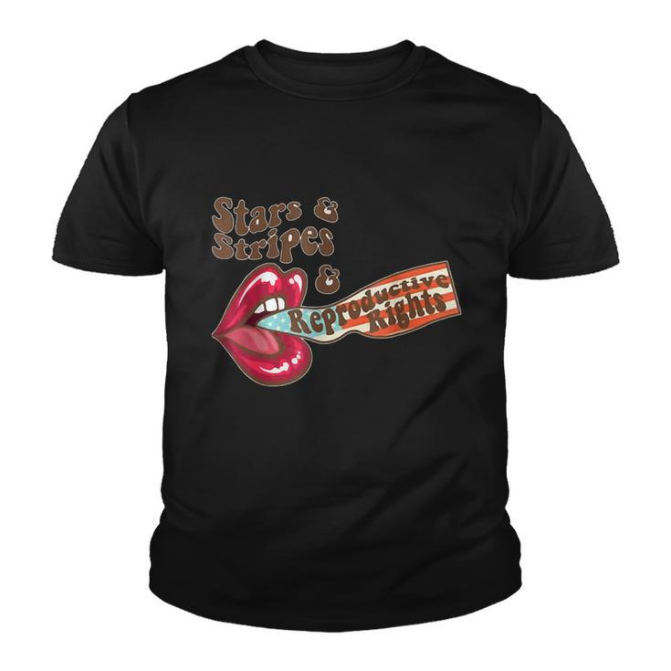 Stars Stripes Reproductive Rights Patriotic 4Th Of July Lips Youth T-shirt