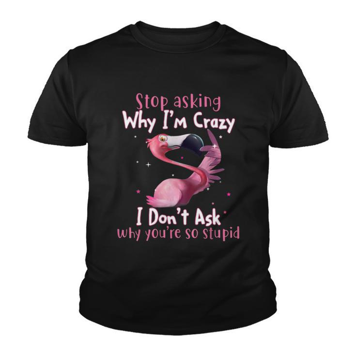 Stop Asking Why Im Crazy I Dont Ask Why Youre So Stupid Funny Tshirt Youth T-shirt