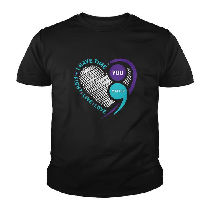 Suicide Awareness Prevention Heart Semi Colon You Matter Tshirt Youth T-shirt