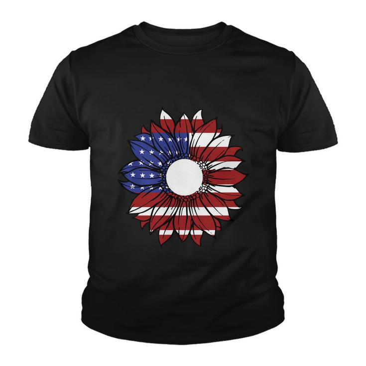 Sunflower American Flag 4Th Of July Independence Day Patriotic Youth T-shirt