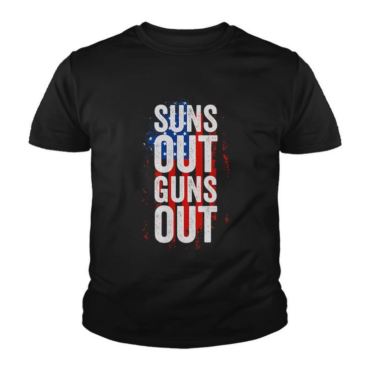 Suns Out Guns Out Tank Top Men Women 4Th Of July Usa Flag Youth T-shirt