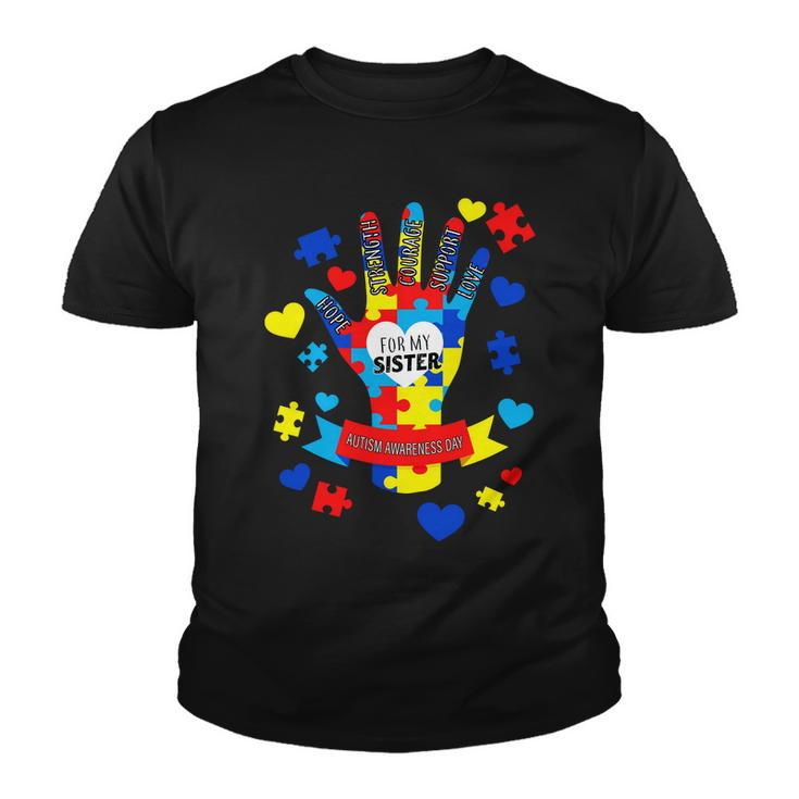Support Autism Awareness Day For My Sister Youth T-shirt