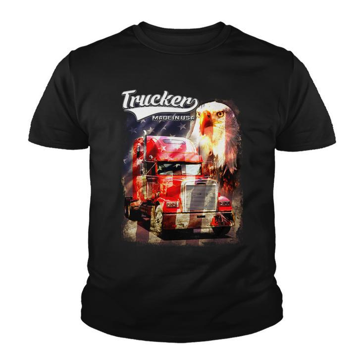 Support Trucker Made In Usa Eagle Flag Youth T-shirt