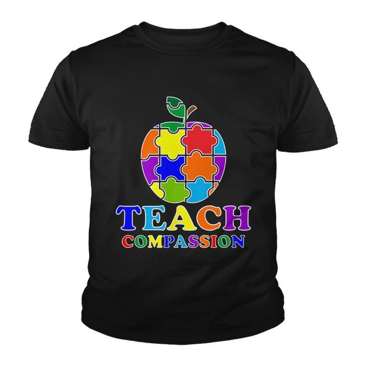 Teach Compassion Autism Awareness Teacher Apple Puzzle Youth T-shirt