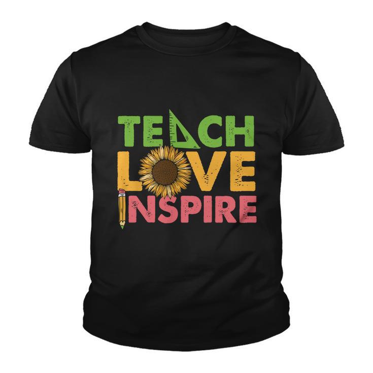 Teach Love Inspire Teacher Sunflower Graphic Plus Size Shirt For Teacher Female Youth T-shirt