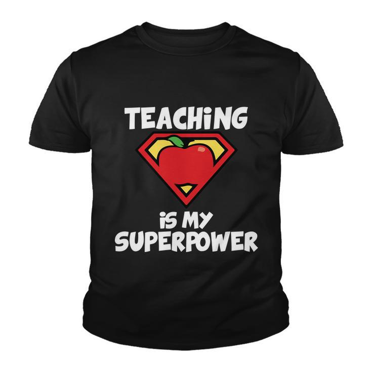Teaching Is My Superpower Apple Crest Youth T-shirt