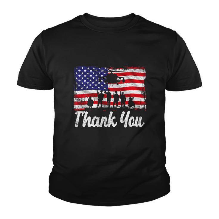 Thank You Army Usa Memorial Day Partiotic Military Veteran Youth T-shirt