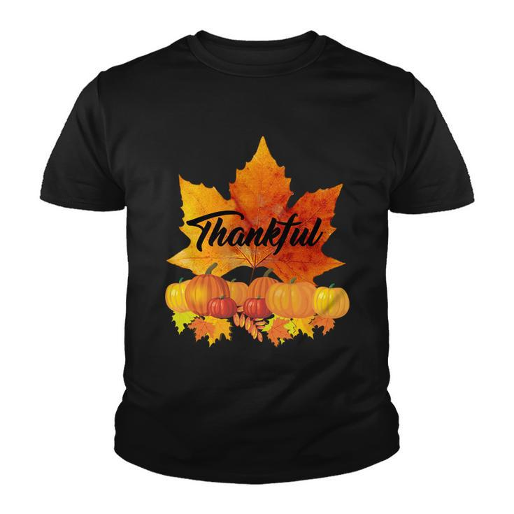 Thankful Autumn Leaves Thanksgiving Fall Tshirt Youth T-shirt