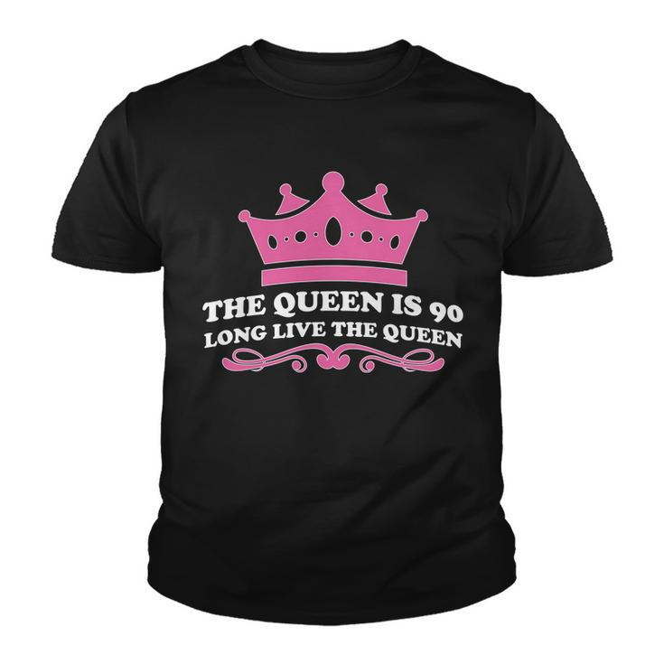 The Queen Is 90 Funny 90Th Birthday Youth T-shirt