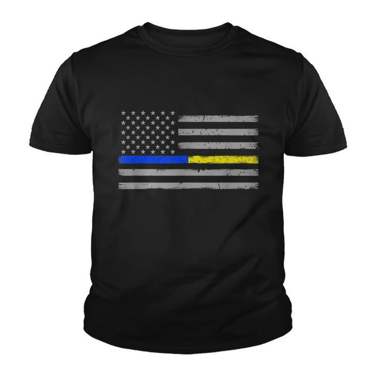 Thin Blue Gold Line 911 Police Dispatcher Youth T-shirt