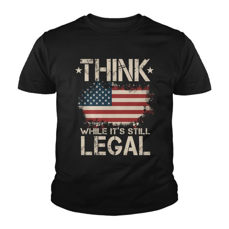 Think While Its Still Legal Vintage American Flag Youth T-shirt
