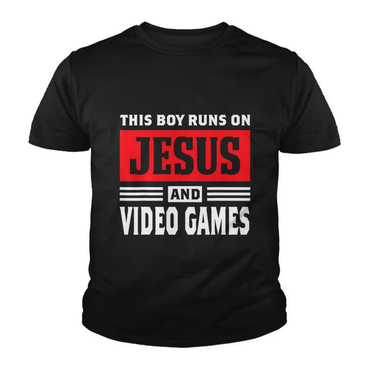 This Boy Runs On Jesus And Video Games Christian Youth T-shirt