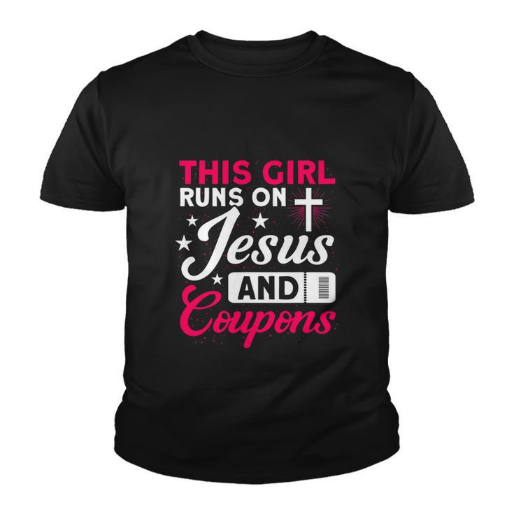 This Girl Runs On Jesus And Coupons Couponer Couponing Youth T-shirt